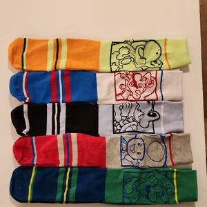 Nintendo Character Socks Set - Yellow, Red, Blue, Green